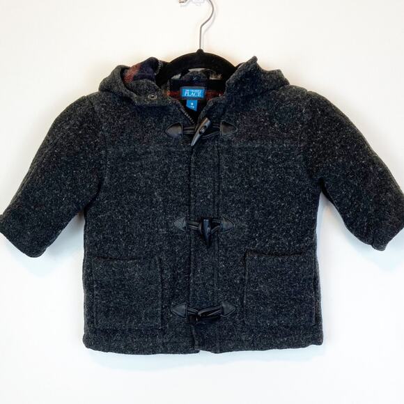 Children’s Place Boys 18M Wool Blend Coat w/Hood - Picture 1 of 8